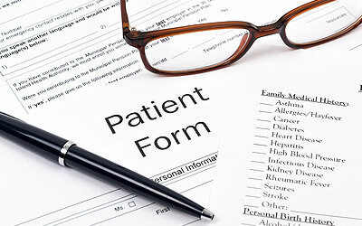 Closeup of patient forms