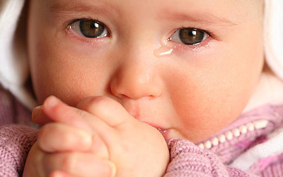 Closeup of a baby crying